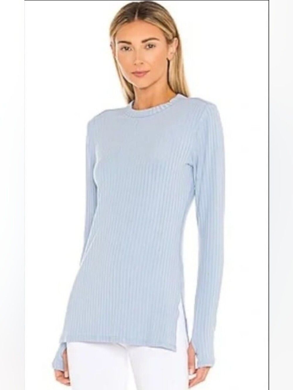 Free People X FP Movement Blissed Out Long Sleeve top in Aurora Blue